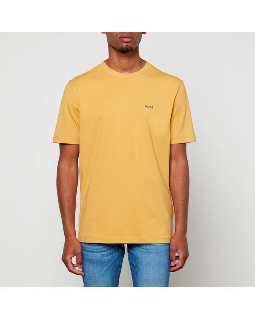BOSS Green Boss Athleisure Logo-print Cotton-blend Jersey T-shirt in Gold  (Metallic) for Men | Lyst