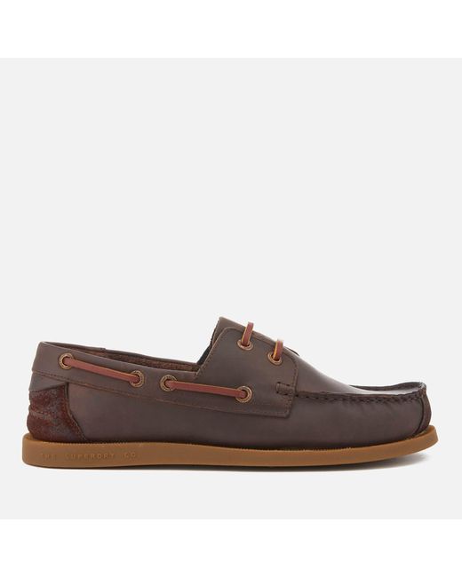 Superdry Brown Leather Deck Shoes for men