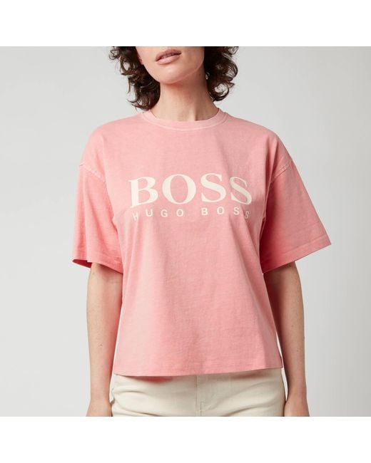 Hugo Boss Tee Cotton Round Neck Pink T-Shirt 