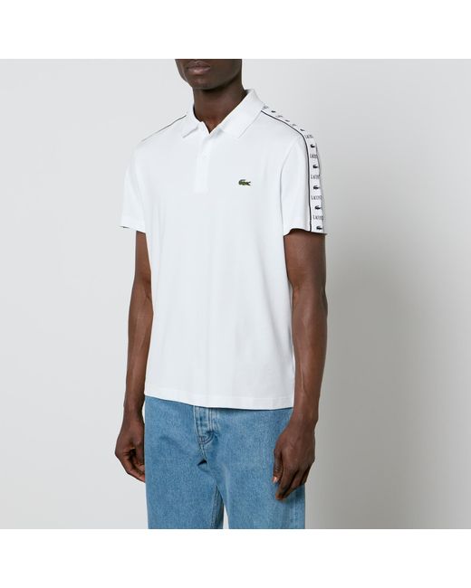 Lacoste White Tape Shoulder Stretch-cotton Piqué Polo Shirt for men