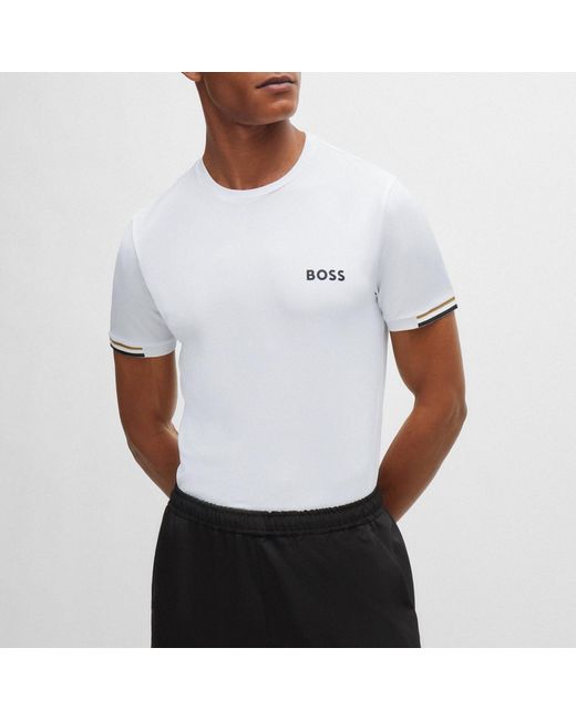 Boss White Tee Mb Waffle-jersey T-shirt for men