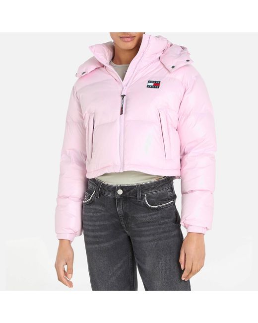 Tommy Hilfiger Pink Cropped Alaska Puffer Jacket