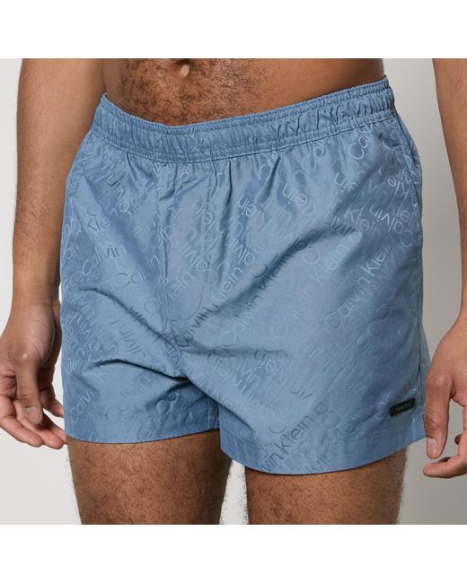 Calvin Klein Blue Monogram Nylon Swimming Shorts for men