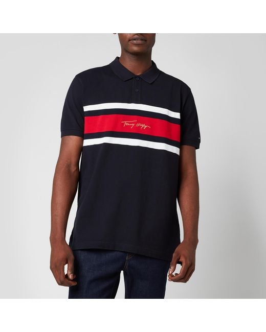 Tommy Hilfiger Blue Global Stripe Polo Shirt for men