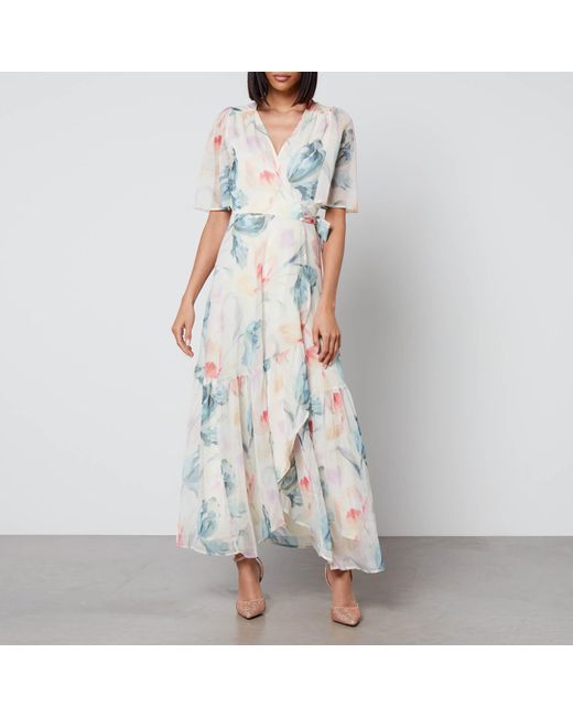 Hope & Ivy Carin Floralprint Chiffon Maxi Dress in White Lyst