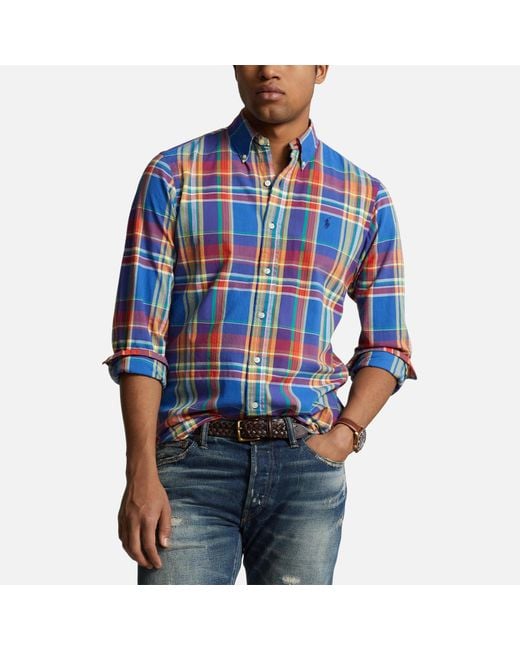 Polo Ralph Lauren Blue Madras Checked Cotton Shirt for men