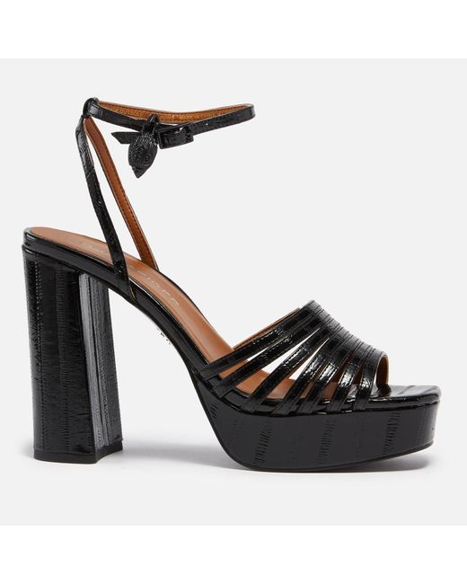 Kurt Geiger Leather Pierra Patent Platform Sandals in Black | Lyst