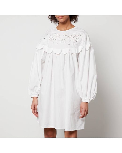 Stella Nova White Broderie Anglaise Cotton-poplin Mini Dress