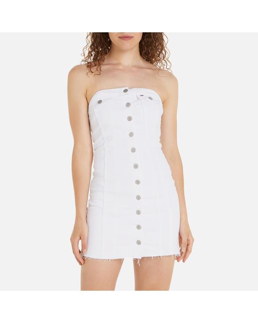 Tommy Hilfiger White Strapless Denim Mini Dress