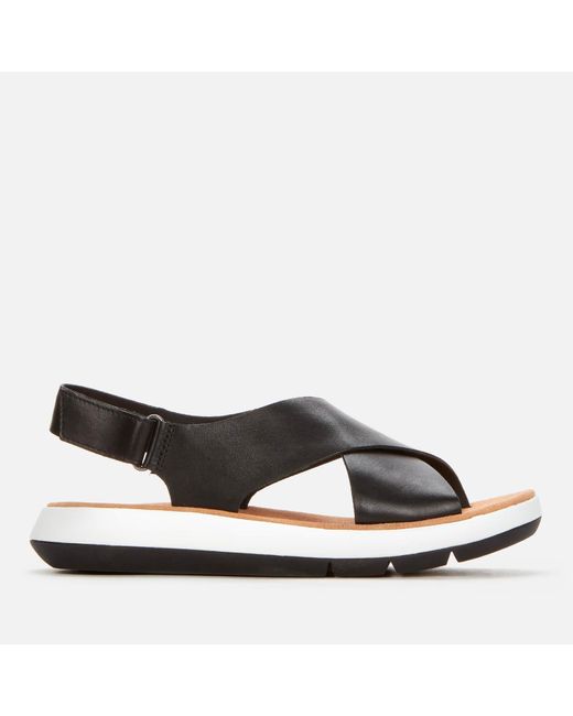 Clarks Jemsa Cross Leather Sandals in Brown | Lyst
