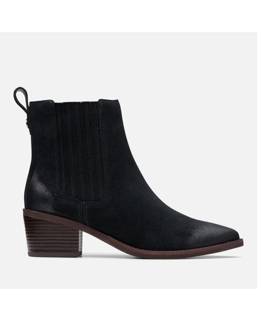 Clarks Black Morzine Top Suede Western Boots