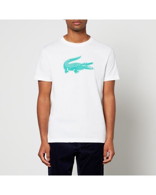 Lacoste Big Croc Cotton-blend Jersey T-shirt in White for Men | Lyst UK