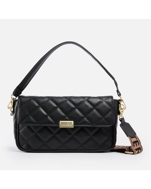 Barbour Black Soho Diamond Quilted Faux Leather Cross Body Bag