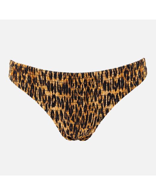 Damson Madder Brown Leopard-print Shirred Bikini Bottoms