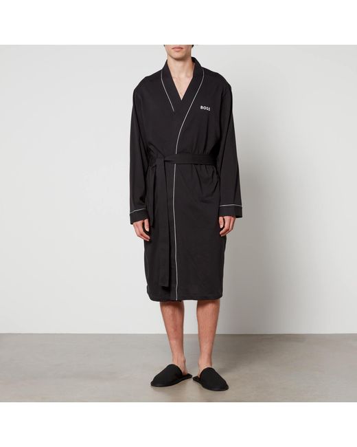 BOSS Kimono Cotton-jersey Dressing Gown in Black for Men | Lyst UK
