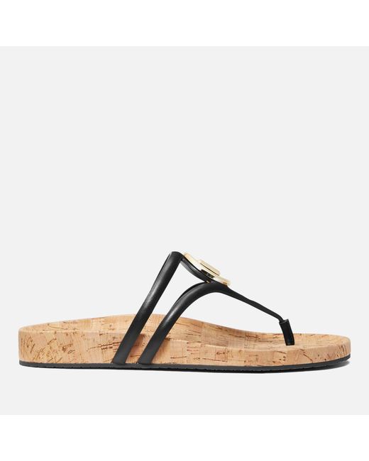 MICHAEL Michael Kors Brown Hampton Leather Flat Sandals