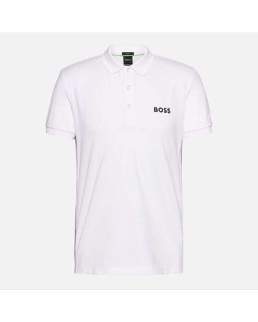 Boss White Paule Cotton-blend Piqué Polo Shirt for men