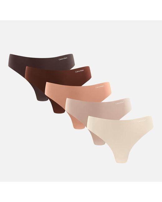 Calvin Klein Brown Underwear Five-pack Stretch-jersey Thongs