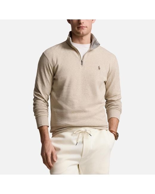 Polo Ralph Lauren Natural Half-zip Double-knit Cotton-blend Jersey Sweatshirt for men