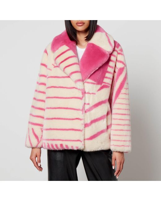 Jakke Pink Rita Faux Fur Coat
