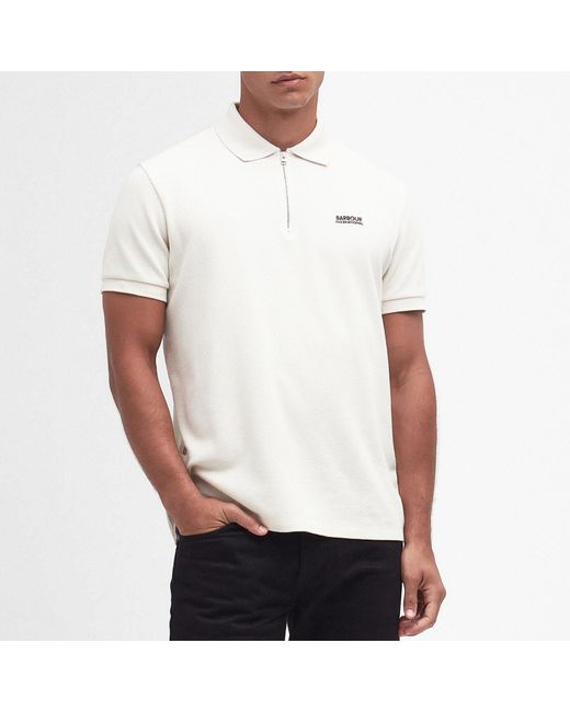 Barbour White Albury Texture Cotton Polo Shirt for men