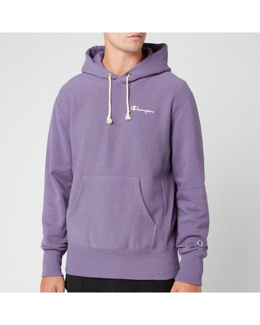 Champion Fleece Small Script Logo Reverse Weave Hoodie Lilac In