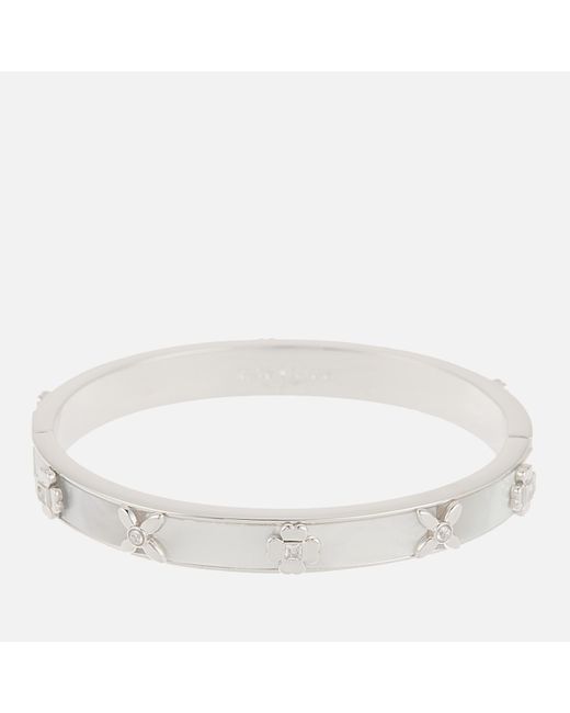 Kate Spade White Heritage Bloom Silver Plated Mother-of-pearl Bangle