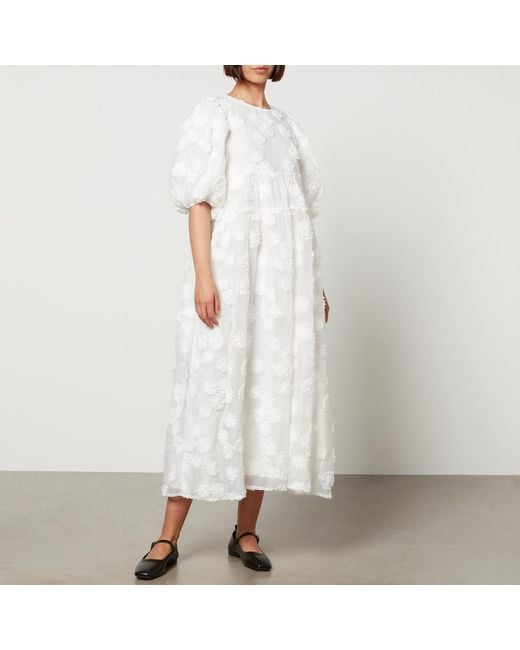 Sister Jane White Dream Hazelnut Floral-jacquard Midi Dress