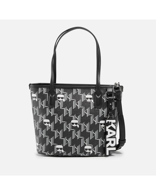 Karl Lagerfeld K/ikonik Monogram Faux Leather Small Tote Bag in Black Lyst UK