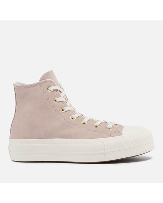 Converse Chuck Taylor All Star Lift Suede Hi-top Trainers in Pink | Lyst