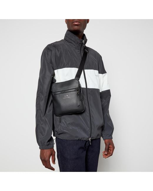 Armani Exchange Leather Flat Cross Body Bag in Black for Men Lyst UK