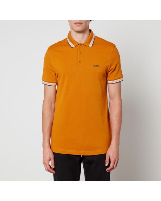 BOSS by HUGO BOSS Paddy Cotton-piqué Polo Shirt in Orange for Men | Lyst