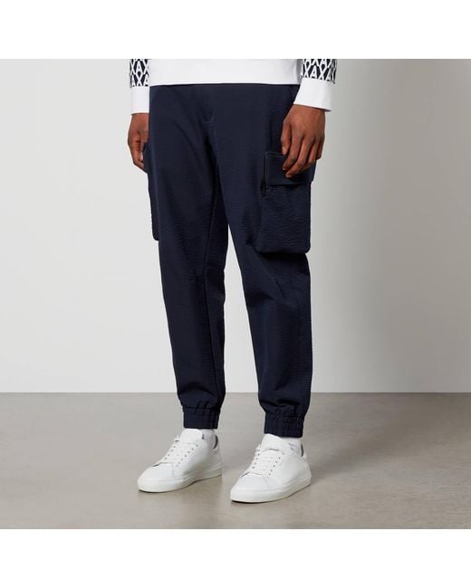 Armani Exchange Nylon-Seersucker Trousers in Blue für Herren