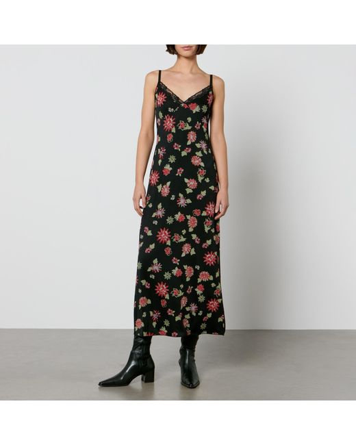 MAX&Co. Black Menta Floral-print Jersey Dress