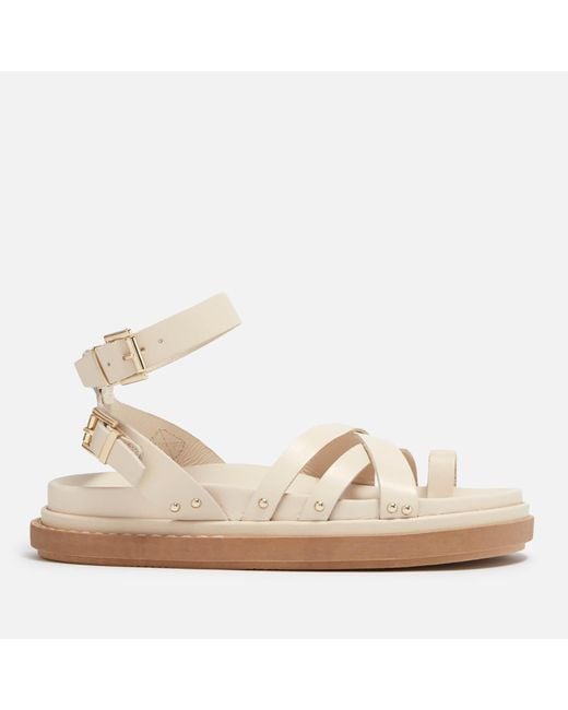 Alohas Natural Buckle Up Leather Sandals