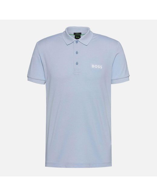 Boss Paule Cotton-Blend Piqué Polo Shirt in Blue für Herren