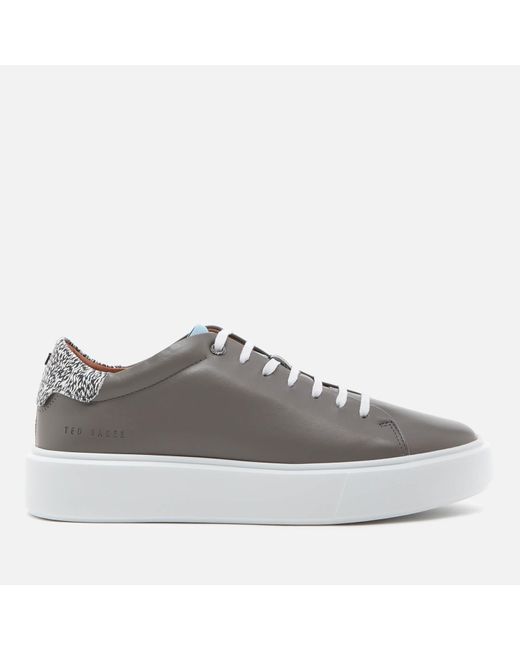 Ted Baker Gray Pixen Leather Flatform Trainers