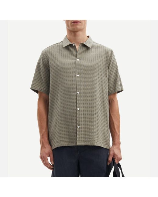 Samsøe & Samsøe Gray Avan Embroidered Cotton-blend Shirt for men