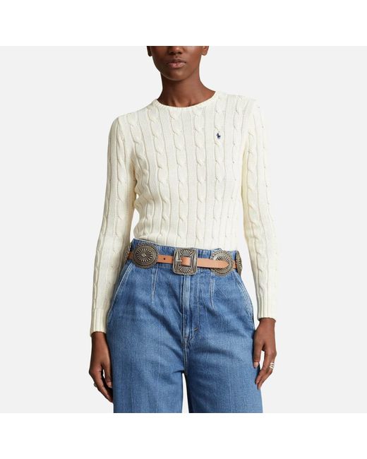 Polo Ralph Lauren Julianna Cotton Cable-knit Jumper in White | Lyst Canada