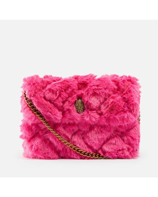 Kurt Geiger Pink Medium Kensington Faux Fur Bag