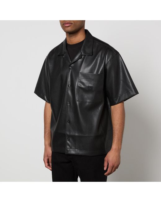HUGO Black Egeeno Faux Leather Shirt for men