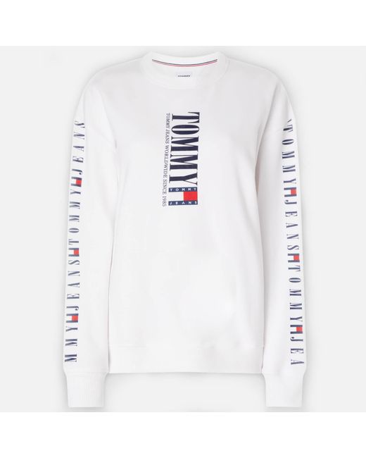 Tommy Hilfiger White Organic Cotton-blend Relaxed Archive Crew
