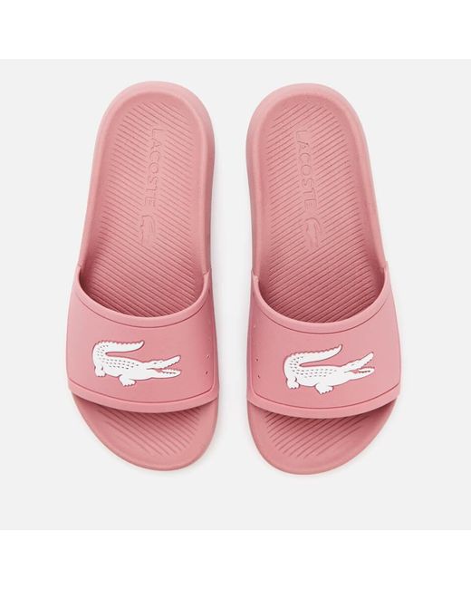 Lacoste Pink Croco Slide Sandals