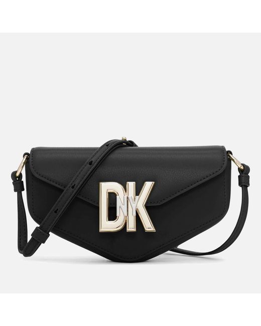 DKNY Black Downtown Logo Leather Crossbody Bag