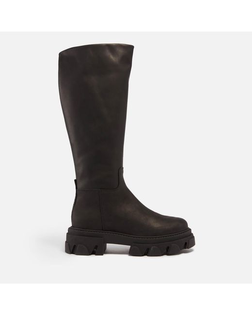 Steve Madden Black Mana Leather Knee-high Platform Boots