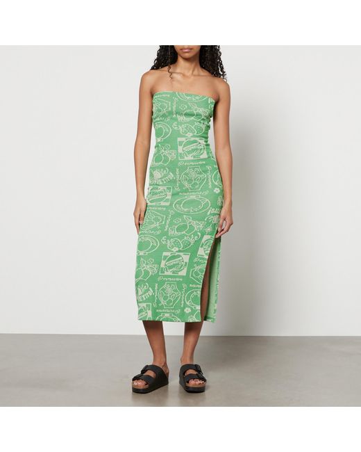 Damson Madder Green Fruit Jacquard-knit Midi Dress