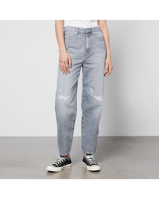 Tommy Hilfiger Gray Balloon High-waisted Ripped Denim Jeans