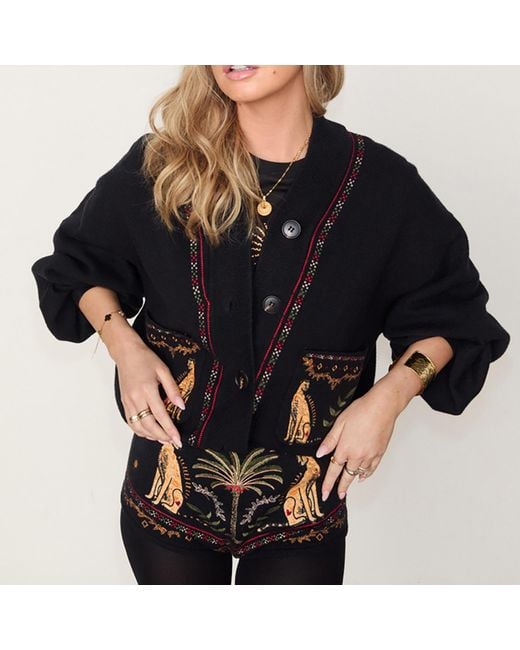 Never Fully Dressed Black Running Wilder Astrid Knit Cardigan