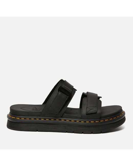 dr martens chilton slip on sandals in hydro black leather