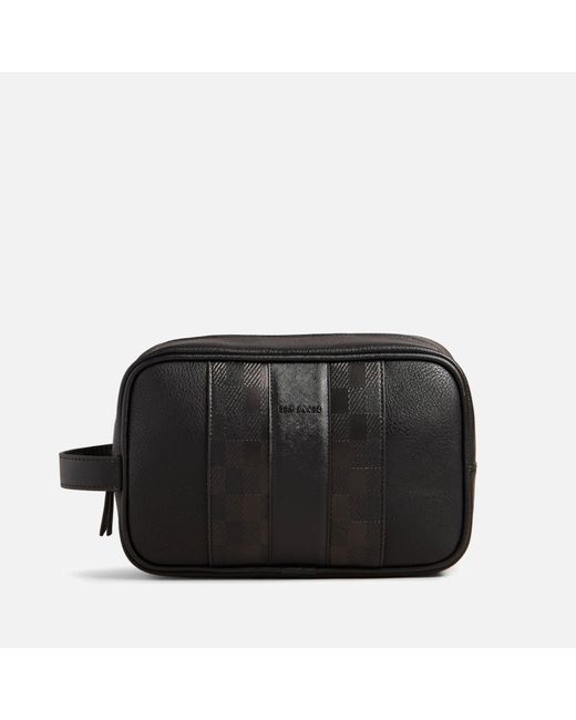 Ted Baker Black Waydee Faux Leather Wash Bag for men